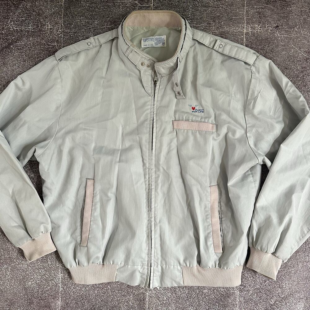 Men's Vintage 70's Upstream USA Flight For Life Windbreaker Bomber Jacket Sz M